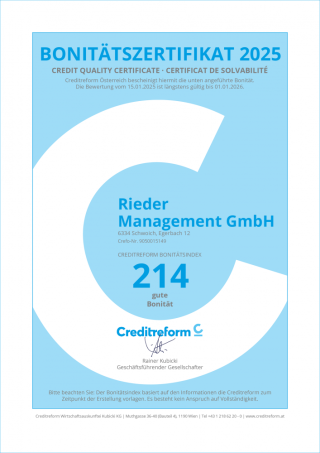 Bonitaetszertifikat Rieder Management